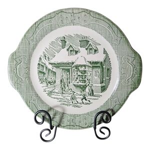 Vintage Green Scenic Dinner Plate Serving Plate.